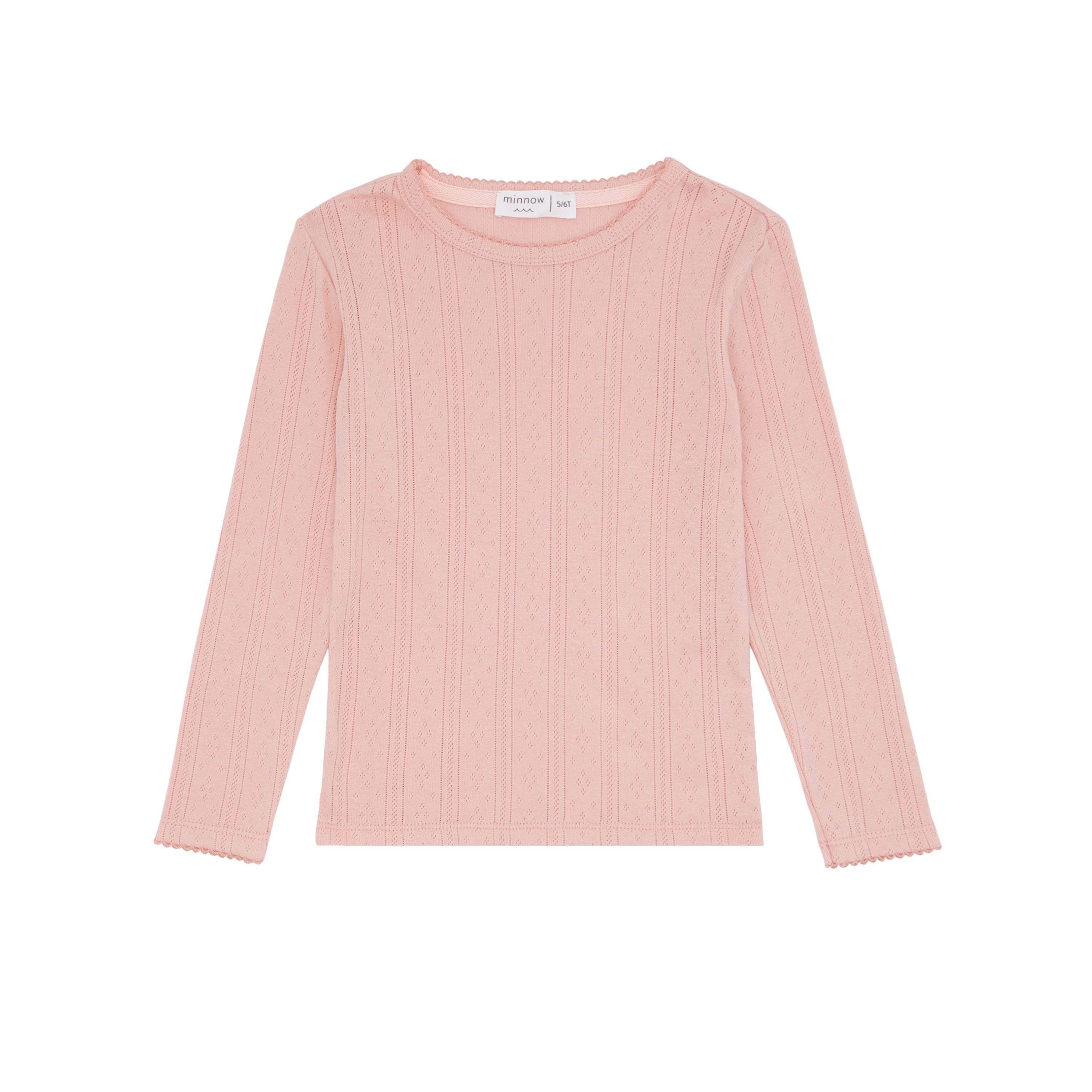 girls camellia pink pointelle long sleeve shirt | minnow swim