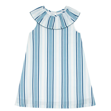 girls freshwater stripe ruffle collar dress