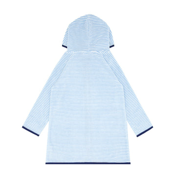 unisex powder blue stripe french terry hooded zipper coverup