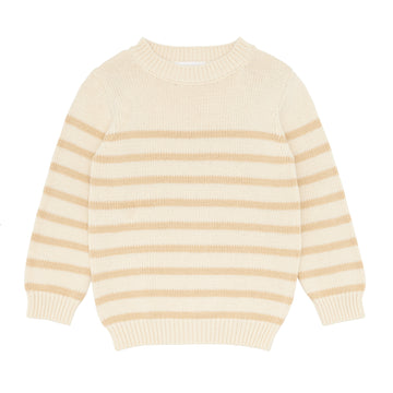 unisex cream and tan stripe knit sweater