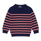 unisex navy and dusty red stripe knit sweater