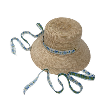 sarah bray bermuda girls palmetto sun hat with vintage bluebell ribbon