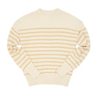 women's cream and tan stripe knit sweater