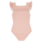 girls camellia pink dot square neck one piece