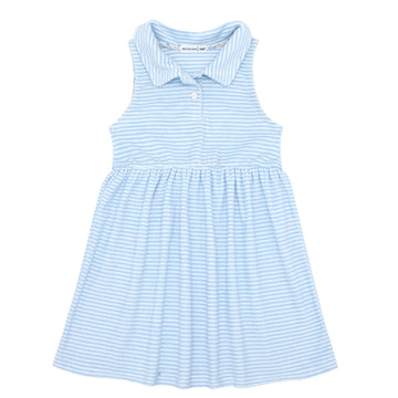 girls powder blue stripe french terry tennis dress
