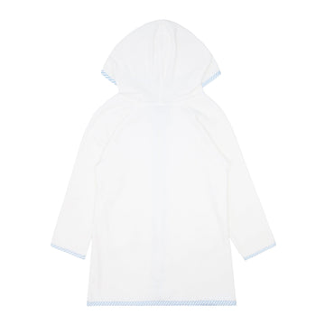 unisex white french terry hooded zipper coverup