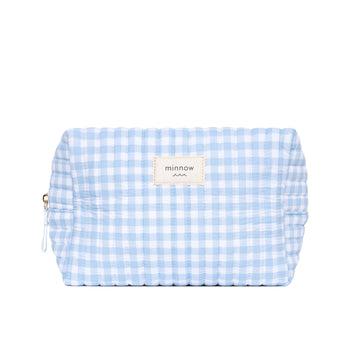 oasis blue gingham travel pouch