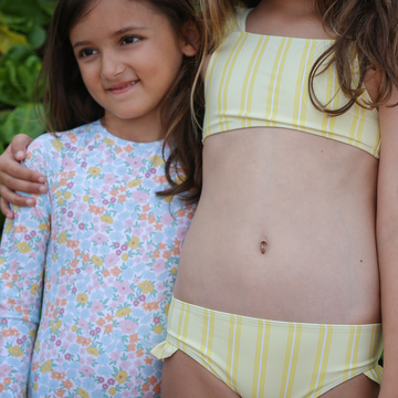 girls pineapple stripe ruffle tie-back bikini