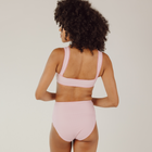 women's pink guava gingham high-waisted bikini bottom