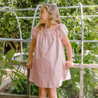 girls camellia pink dot puff sleeve dress