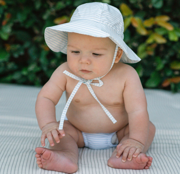 baby powder blue stripe sun hat