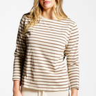 women's cream and mocha stripe long sleeve knit tee