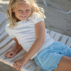 girls pacific blue ruffle french terry shorts