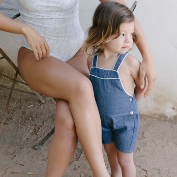 baby washed chambray short overall