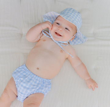 baby oasis blue gingham sun hat