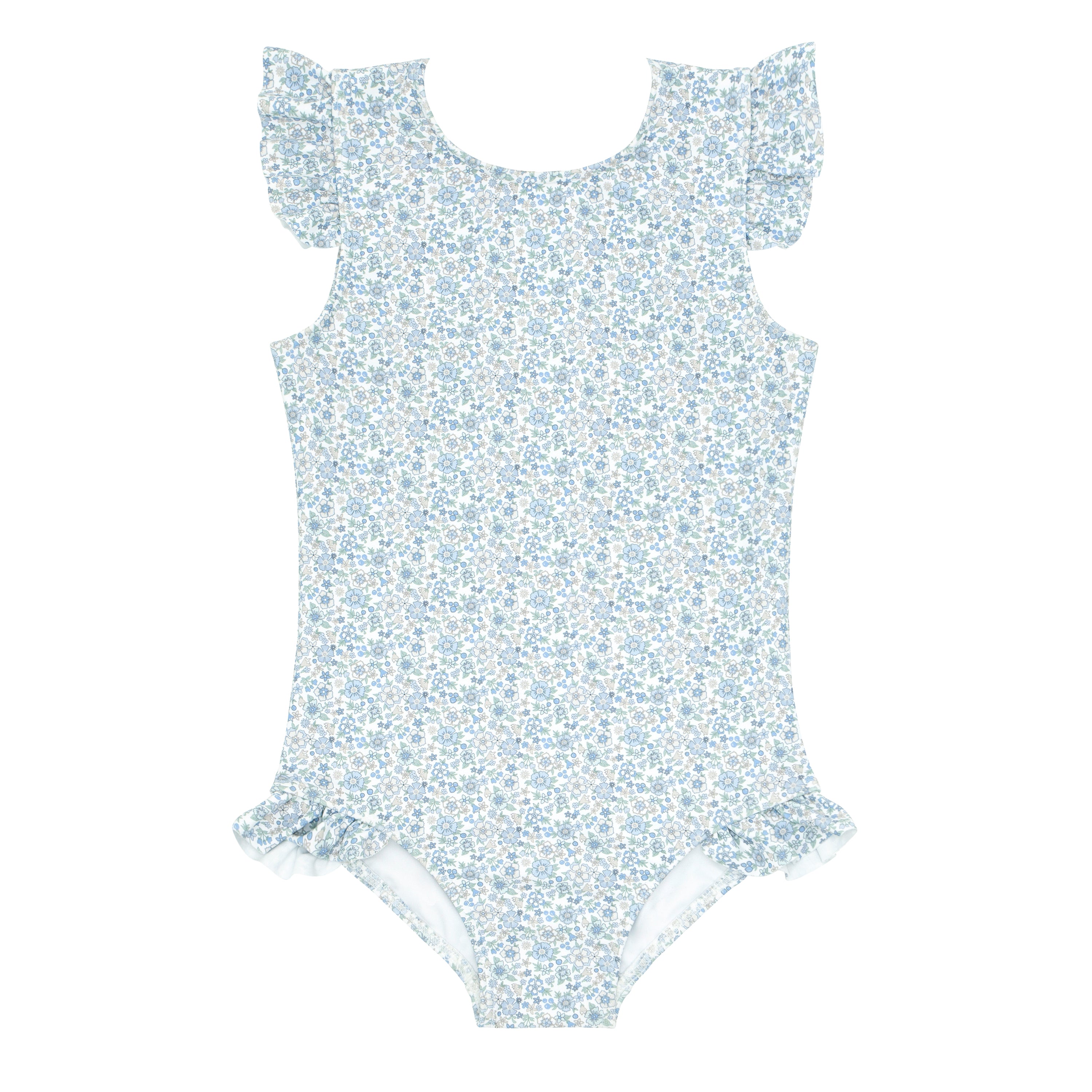 girls slate floral ruffle sleeve rashguard one piece | minnow swim