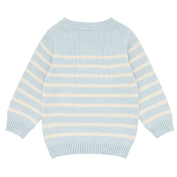 unisex light blue and cream knit sweater