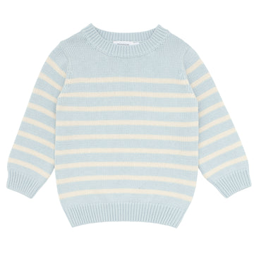 unisex light blue and cream knit sweater