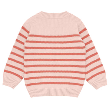 unisex pink and dusty red stripe knit sweater