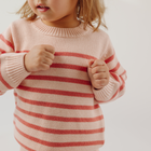 unisex pink and dusty red stripe knit sweater