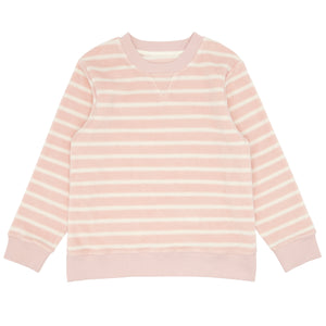 unisex pink and cream stripe terry sweatshirt