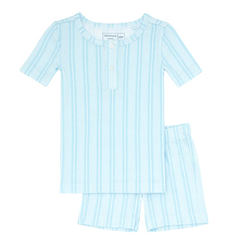 unisex pacific blue shirt and short pima pajamas set