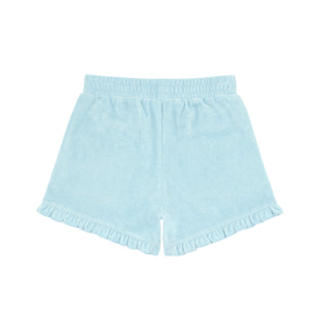 girls pacific blue ruffle french terry shorts