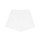 girls white ruffle french terry shorts
