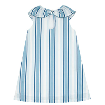 girls freshwater stripe ruffle collar dress
