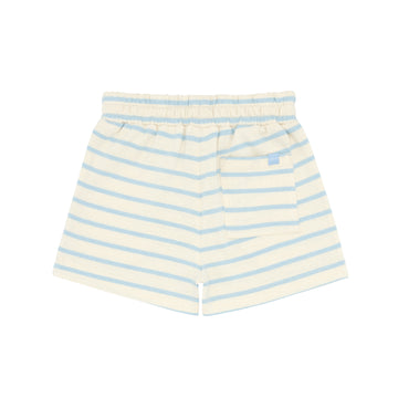 unisex cream and powder blue stripe shorts