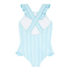 girls pacific blue stripe crossover one piece