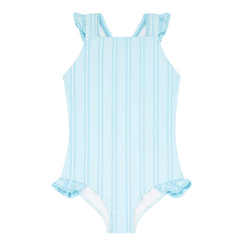 Albion Fit The Weekender One Piece Swimsuit XS Blue White Striped