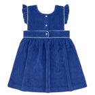 girls cove blue french terry ruffle sleeve pinafore dress