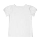girls white pointelle puff sleeve shirt