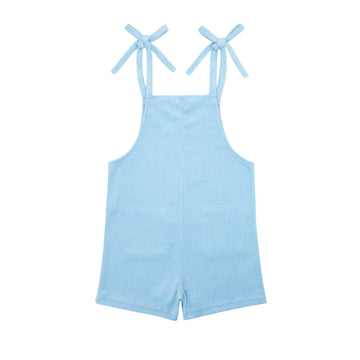 girls blue french terry romper