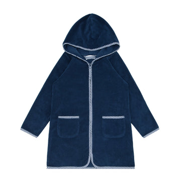 unisex navy french terry hooded zipper coverup