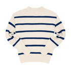 women's cream and navy wide stripe knit sweater