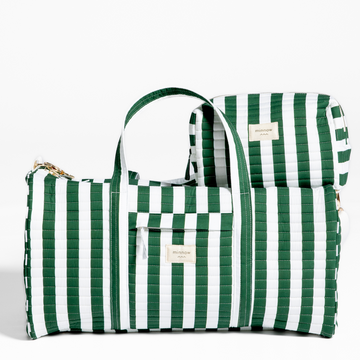 charleston green cabana stripe weekender bag