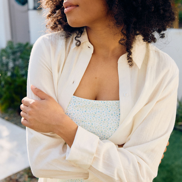 women's long sleeve white cotton button-down dress