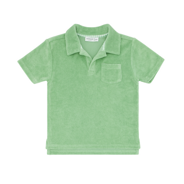 boys palm green short sleeve french terry polo