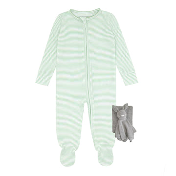 baby pistachio stripe holiday pajama bundle