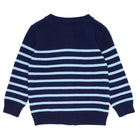 unisex navy and peri blue stripe knit cardigan