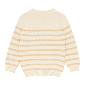 unisex cream and tan stripe knit sweater