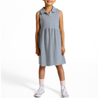 girls cream and denim blue stripe tennis dress