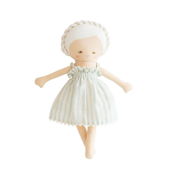 alimrose sage stripe baby daisy doll