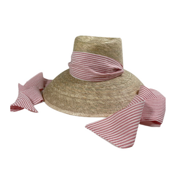 sarah bray bermuda women's wildflower hat with red stripe ribbon