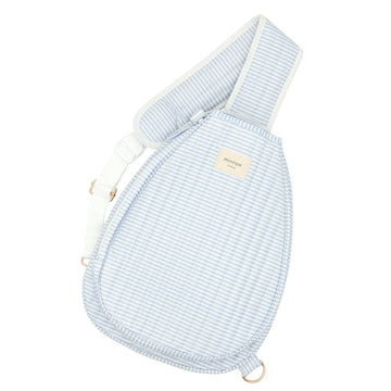 power blue stripe coated tennis bag