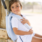 unisex white french terry polo with navy trim