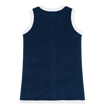 girls navy french terry sleeveless button down dress