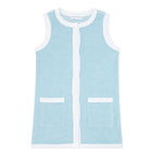 girls pacific blue french terry sleeveless button down dress